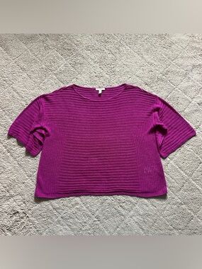 Eileen Fisher Purple Organic Linen Short Sleeve Oversized Top Women’s Size S